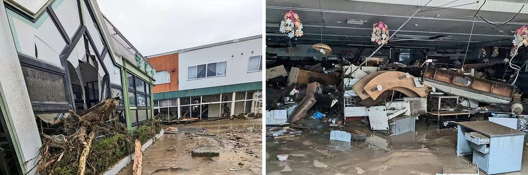 水害直後のスーパーの様子(画像提供:もとやスーパー)