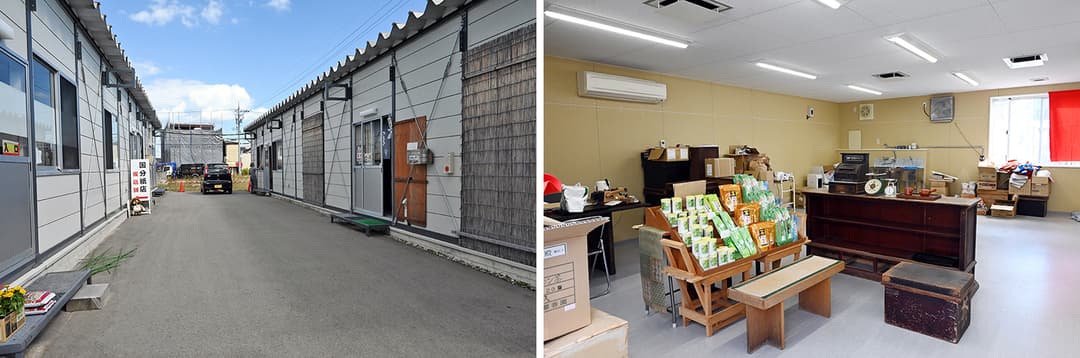 一本杉通り仮設商店街の右奥が北島屋茶店の仮設店舗