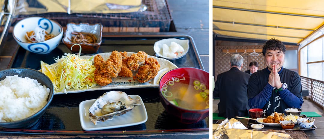 取材へ行くと、いつも中島の牡蠣が食べられる料理店に連れて行ってくれる森野さん