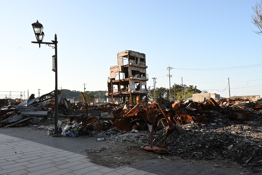 2024年元日の地震と火災で甚大な被害を受けた輪島市本町商店街、朝市通りの周辺(2024年5月撮影)